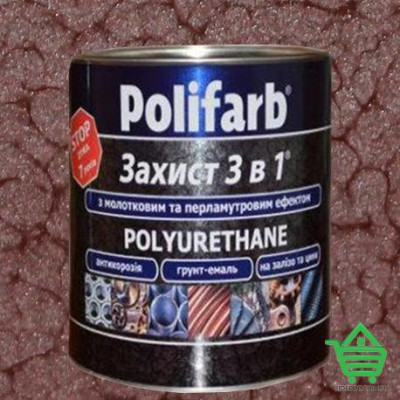 Эмаль-грунт по ржавчине, молотковая, Polifarb Защита 3 в 1, коричневый, 2.2 кг Купить Эмаль-грунт по ржавчине, молотковая, Polifarb Защита 3 в 1, коричневый, 2.2 кг Отделочные материалы