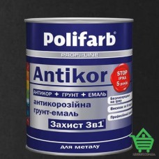 Эмаль-грунт по ржавчине Polifarb Защита 3 в 1 Antikor, черный, 0.9 кг