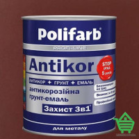 Эмаль-грунт по ржавчине Polifarb Защита 3 в 1 Antikor, красно-коричневый, 2.7 кг