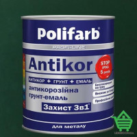 Эмаль-грунт по ржавчине Polifarb Защита 3 в 1 Antikor, морская зелень, 0.9 кг
