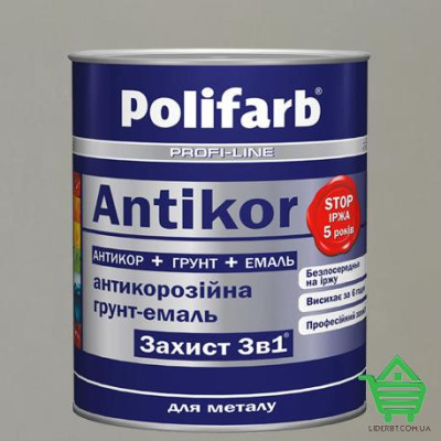 Купить Эмаль-грунт по ржавчине Polifarb Защита 3 в 1 Antikor, светло-серый, 2.7 кг Отделочные материалы