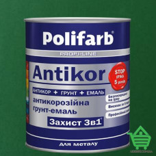 Купить Эмаль-грунт по ржавчине Polifarb Защита 3 в 1 Antikor, темно-зеленый, 2.7 кг Отделочные материалы