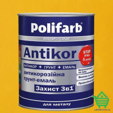 Купить Эмаль-грунт по ржавчине Polifarb Защита 3 в 1 Antikor, желтый, 2.7 кг Отделочные материалы
