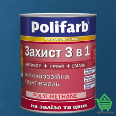 Купить Эмаль-грунт по ржавчине Polifarb Защита 3 в 1, синий RAL 5017, 0.9 кг Отделочные материалы