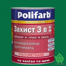 Эмаль-грунт по ржавчине Polifarb Защита 3 в 1, темно-зеленый, 2.7 кг