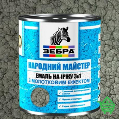 Эмаль на ржавчину 3 в 1 с молотковым эффектом Зебра Народный мастер, цвет 18 темно-серый, 0.7 кг Купить Эмаль на ржавчину 3 в 1 с молотковым эффектом Зебра Народный мастер, цвет 18 темно-серый, 0.7 кг Отделочные материалы