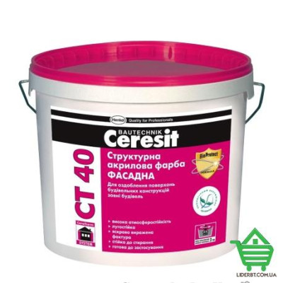 Купить Краска фасадная Ceresit CT 40, структурная, акриловая, 10 л Отделочные материалы
