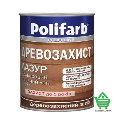 Купить Лазурь Polifarb Древозахист, глянцевый алкидный лак, каштан, 2.2 кг Отделочные материалы