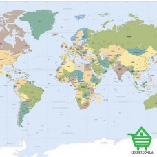 Фотообои Komar на бумажной основе World Map 1-617, 184х127 см