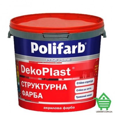 Купить Декоративная краска Polifarb Deko Plast, акриловая, для фасадов и интерьеров, 16 кг Стройматериалы