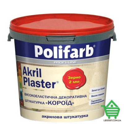 Купить Декоративно-защитная штукатурка Polifarb Akril Plaster, акриловая, короед 2 мм, 25 кг Стройматериалы