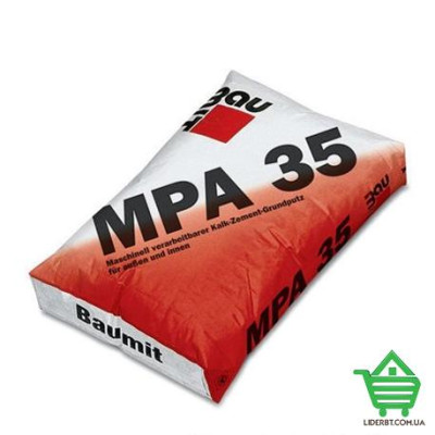 Купить Штукатурка Baumit MPA-35, цементно-известковая, для наружных работ, 25 кг Стройматериалы