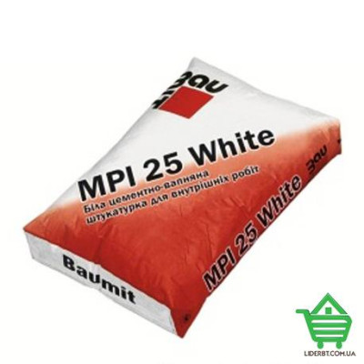 Штукатурка Baumit MPI-25 White, цементно-известковая, для внутренних работ, 25 кг Купить Штукатурка Baumit MPI-25 White, цементно-известковая, для внутренних работ, 25 кг Стройматериалы