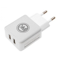 ЗУ сетевое WK Blanc WP-U11, 2.1A 2хUSB+кабель microUSB, 220V белый